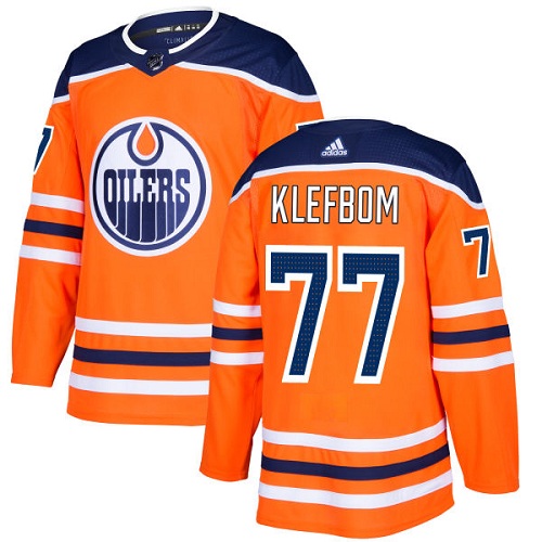 Adidas Oilers #77 Oscar Klefbom Orange Home Authentic Stitched NHL Jersey